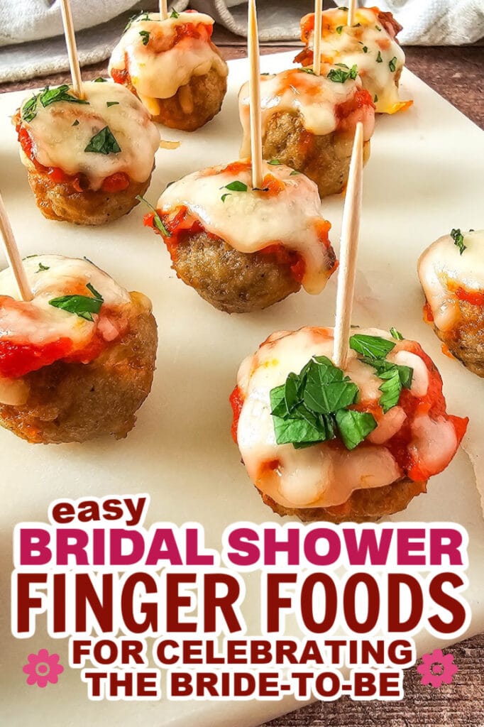 bridal shower finger foods- Mini Meatball Marinara Bites