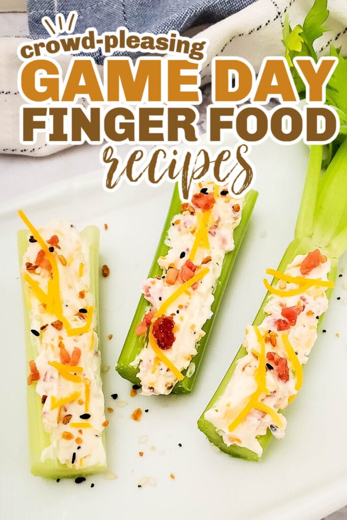 game day finger foods -Bacon and Cheese Stuffed Celery