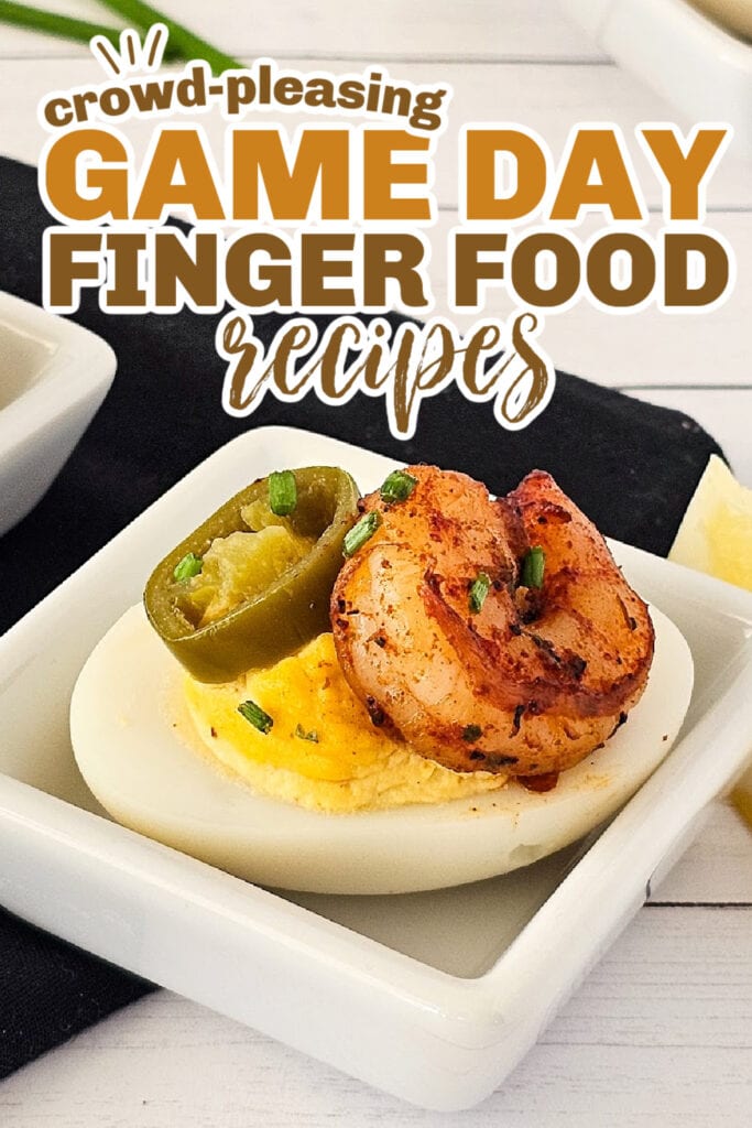 game day finger foods -Cajun Deviled Eggs with Shrimp