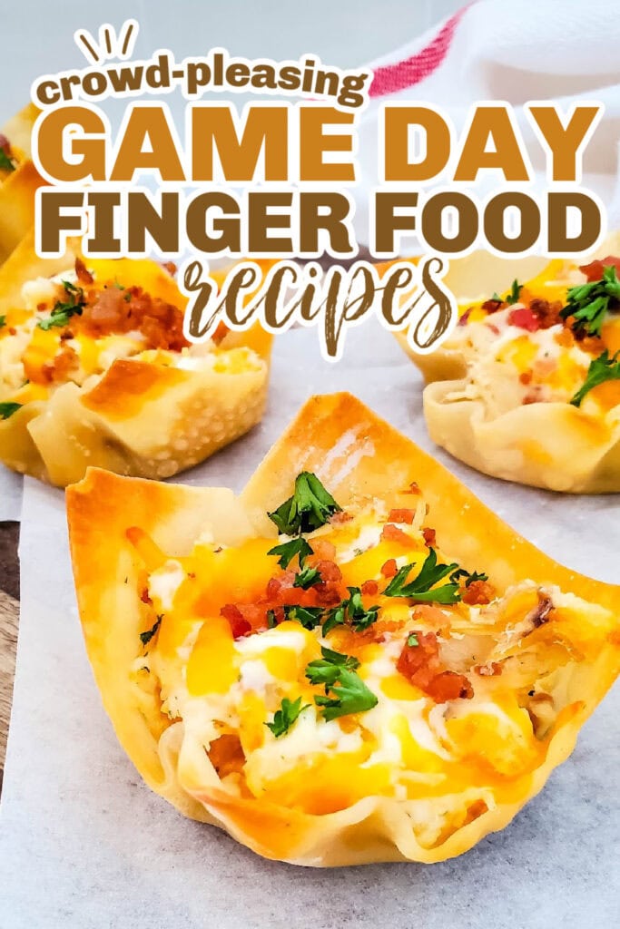game day finger foods - Cheesy Ranch Chicken Wonton Cups