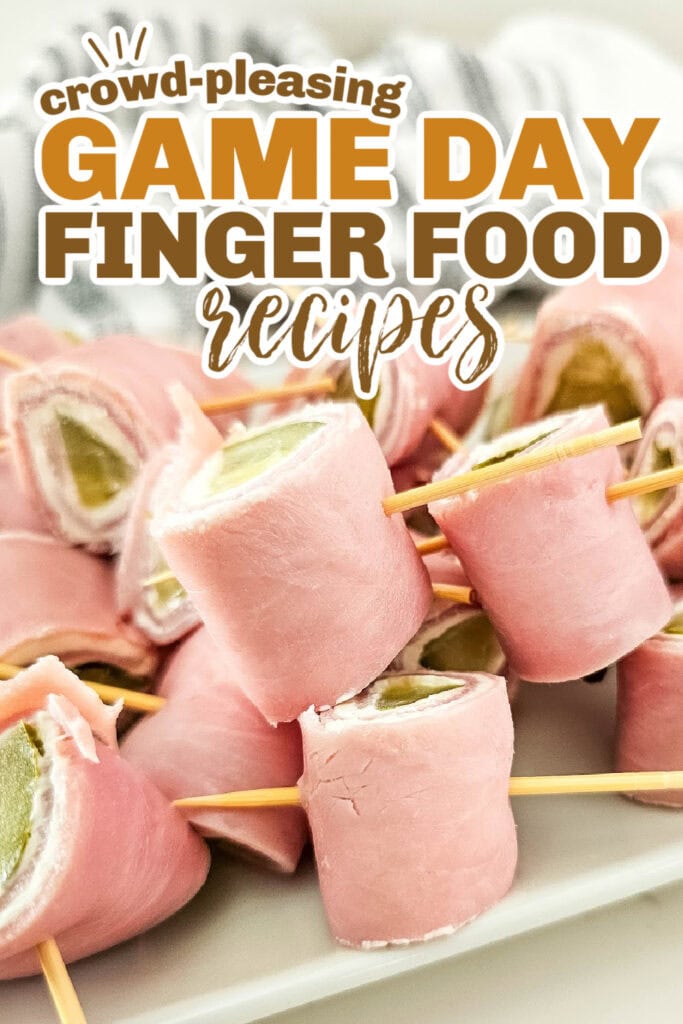 game day finger foods -Cream Cheese Pickle Ham Rolls