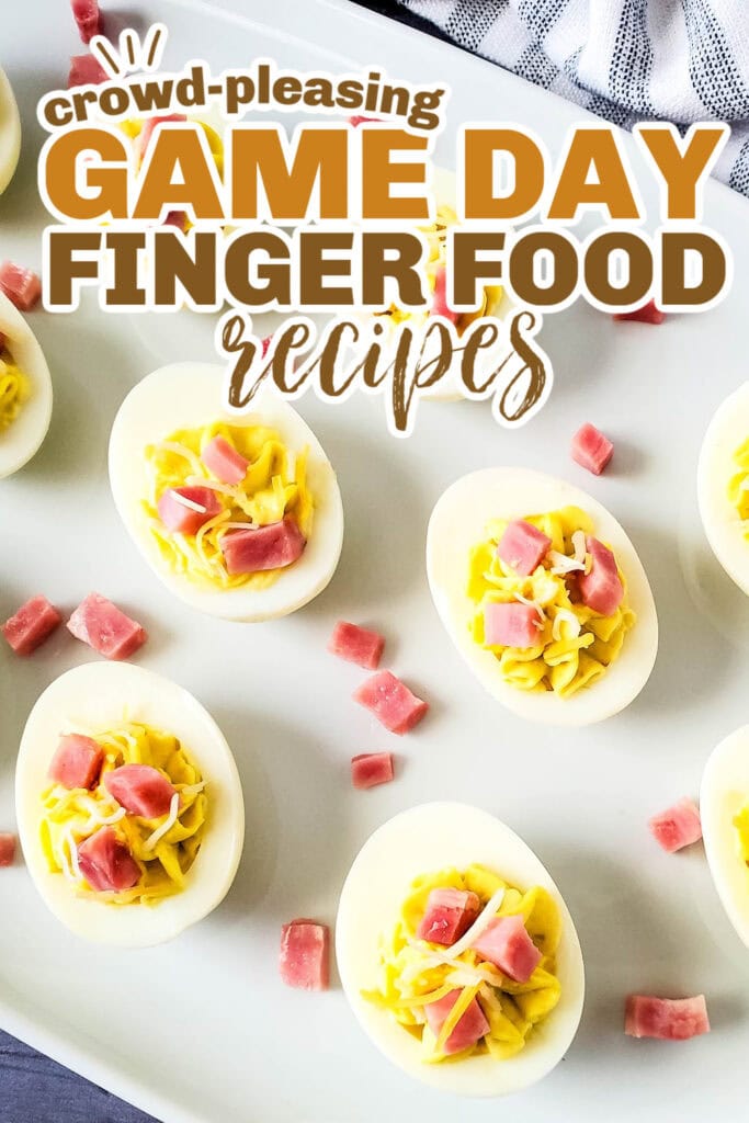 game day finger foods -Ham and Cheese Deviled Eggs