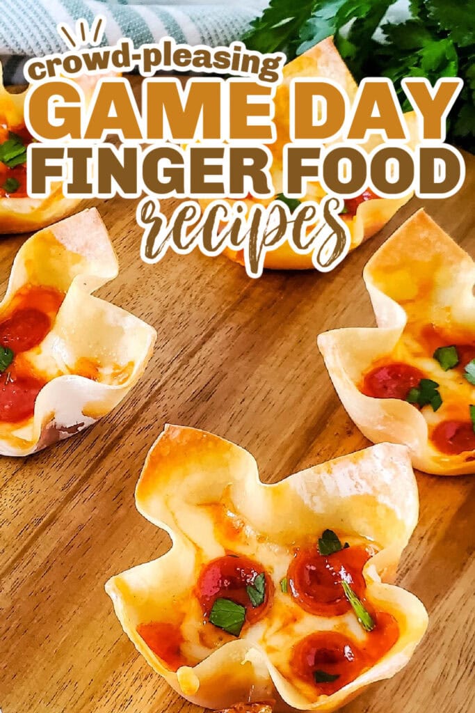 game day finger foods -Pizza Wonton Cups