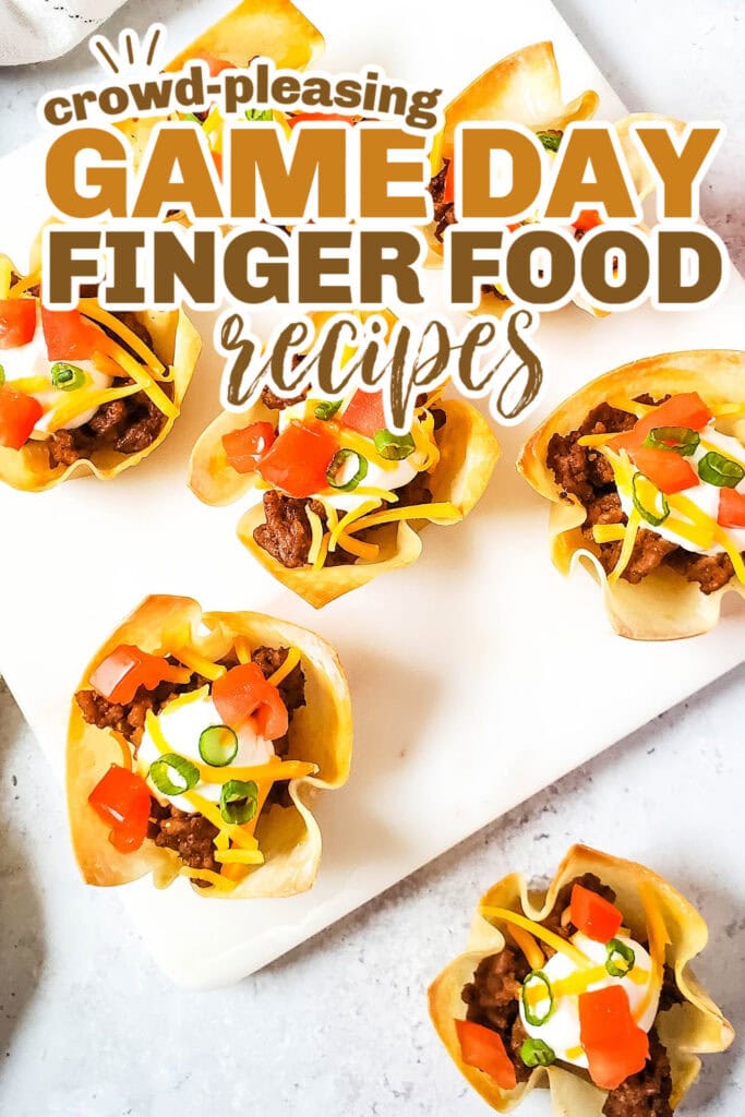 game day finger foods -Taco Wonton Cups
