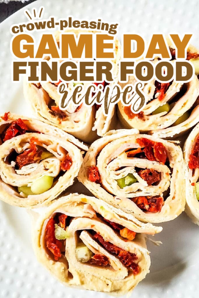 game day finger foods -Turkey Hummus Pinwheels