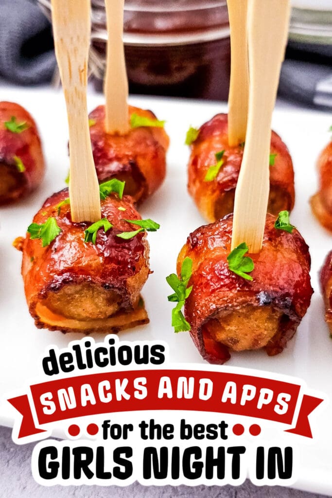 girls night snacks - BBQ Bacon Wrapped Meatballs