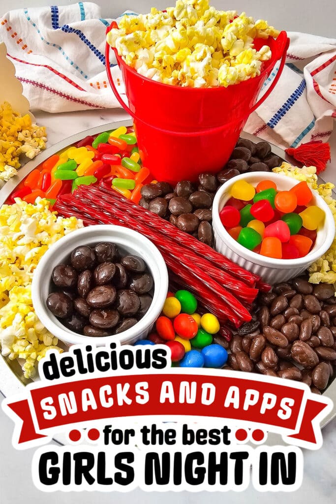 girls night snacks -Popcorn & Candy Movie Night Snack Board