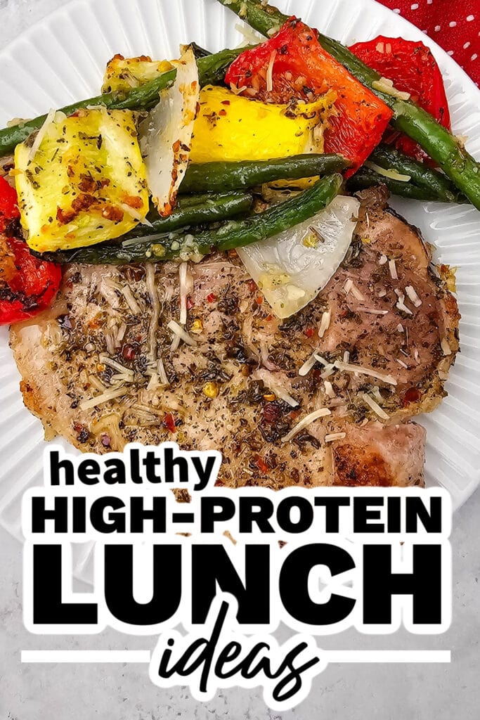 high protein lunch ideas -Sheet Pan Italian Pork Chops