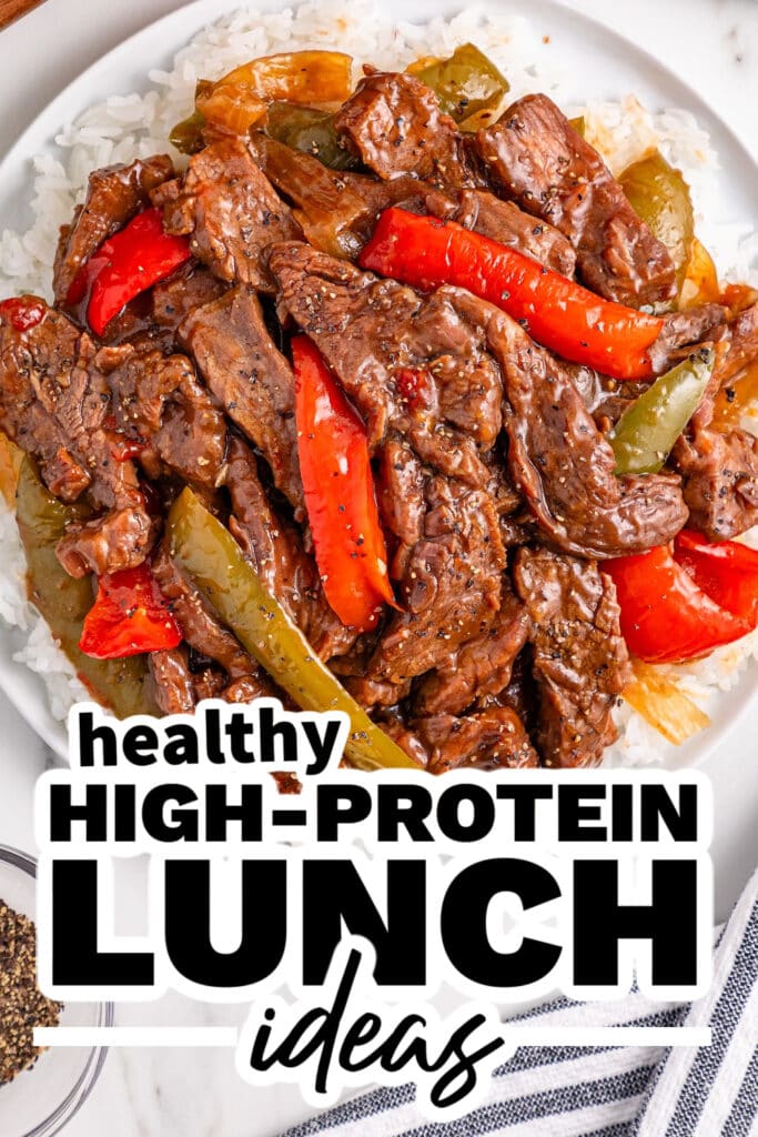 high protein lunch ideas -Slow Cooker Pepper Steak