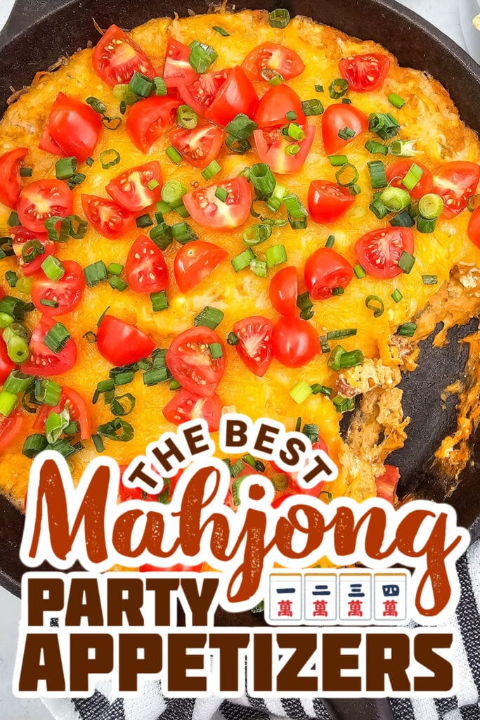 mahjong party food ideas - Cheesy Texas Trash Dip in a Skillet