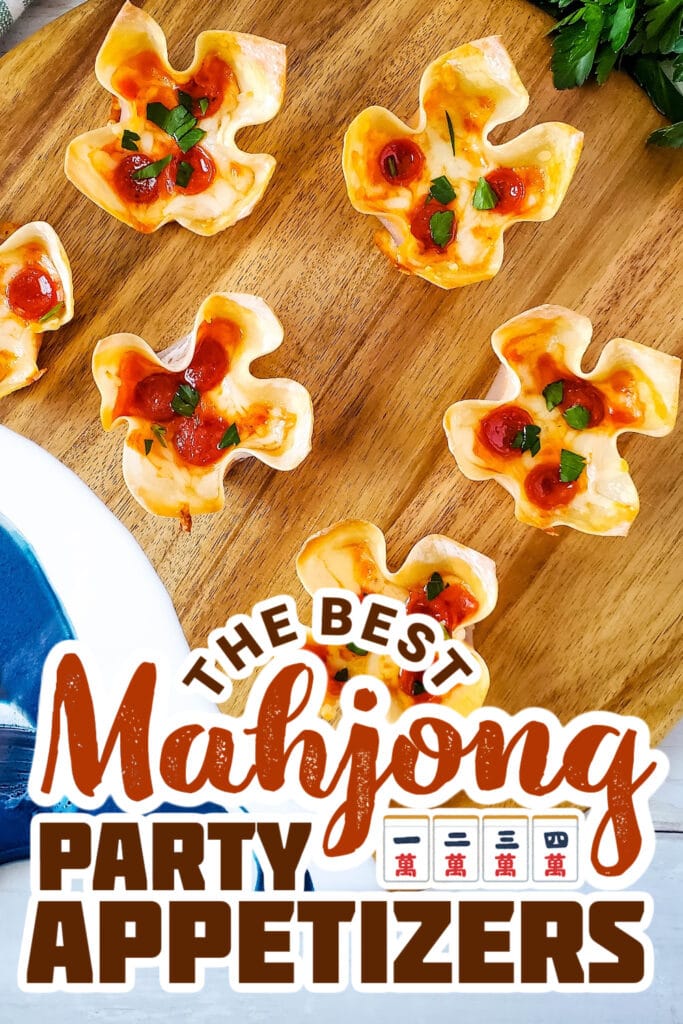 mahjong party food ideas - Pizza Wonton Cups