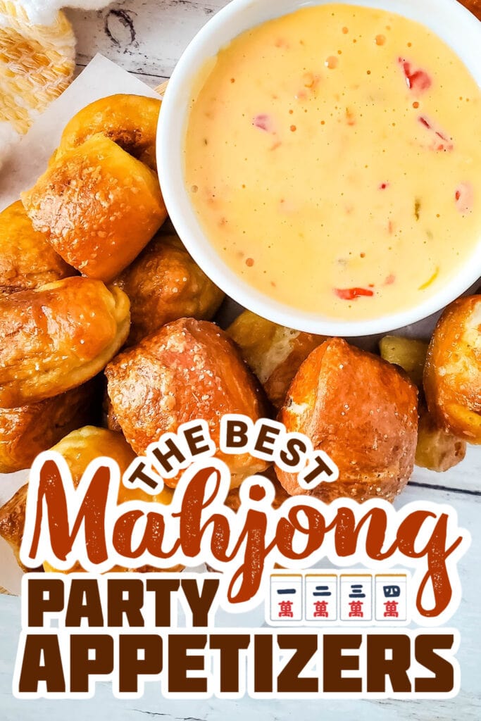 mahjong party food ideas - Soft Pretzel Bites with Cheesy Dip