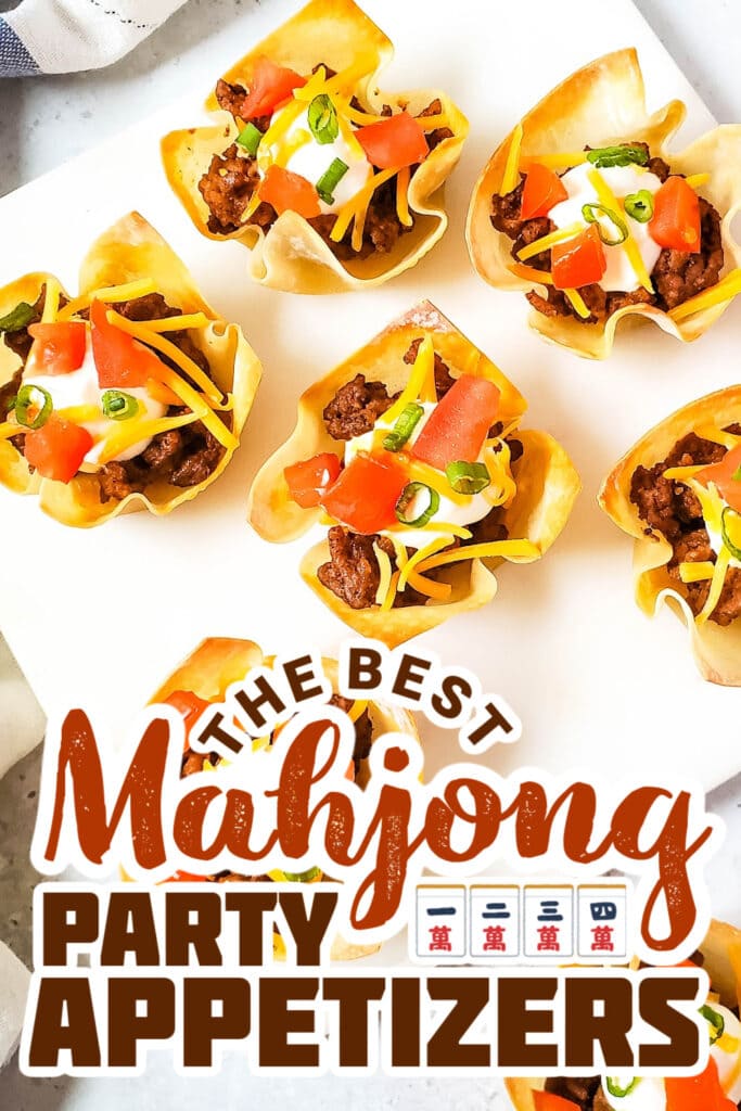 mahjong party food ideas - Taco Wonton Cups