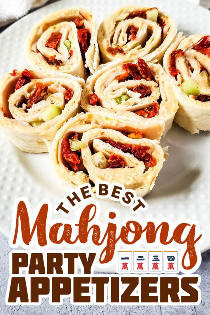 mahjong party food ideas - Turkey Hummus Pinwheels
