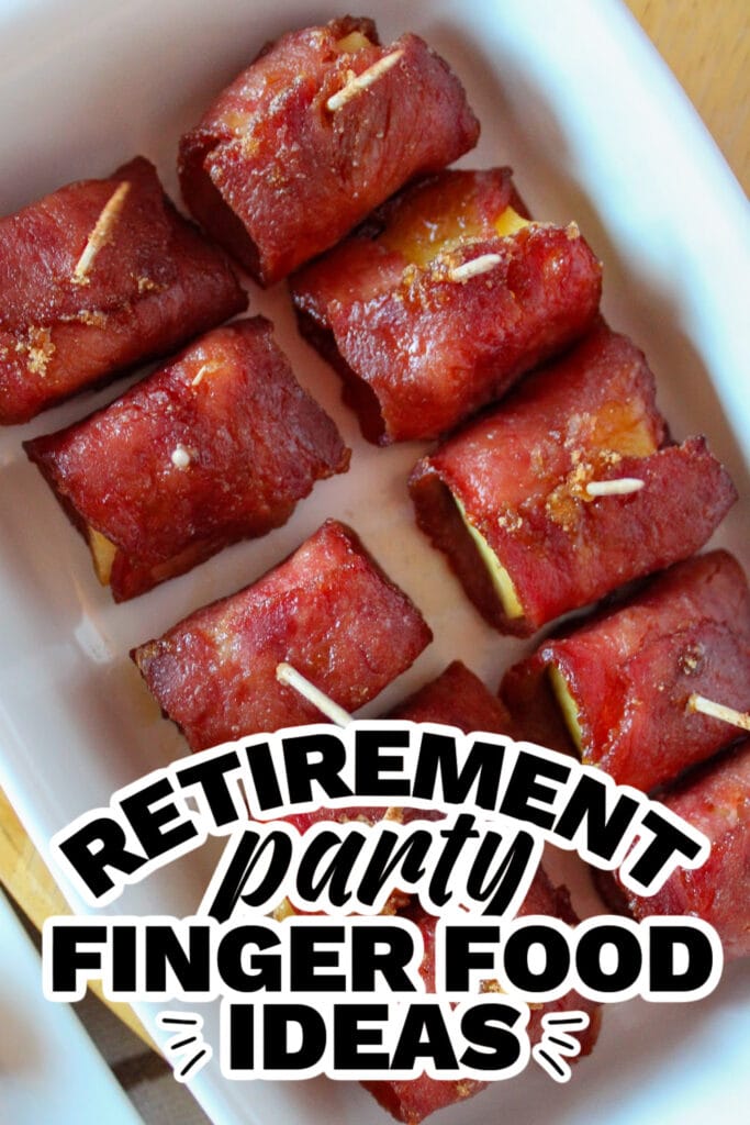 retirement party finger food ideas - Bacon-Wrapped Pineapple Bites