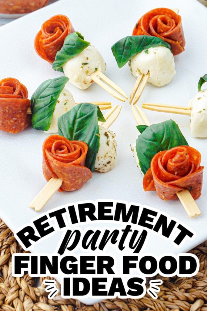 retirement party finger food ideas - pepperoni rose skewers