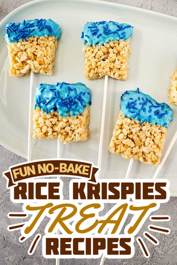 rice krispie treat recipes -Blue Candy Coated Krispies Pops