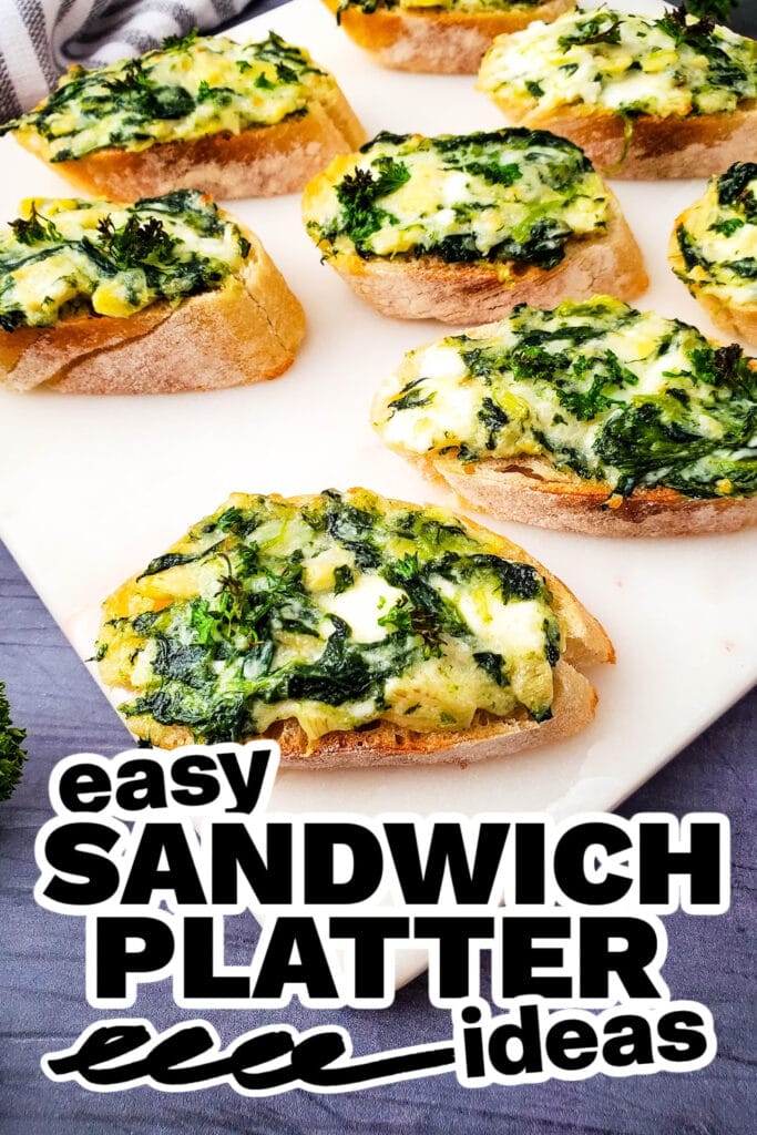 sandwich platter ideas - Baked Spinach Artichoke Crostini