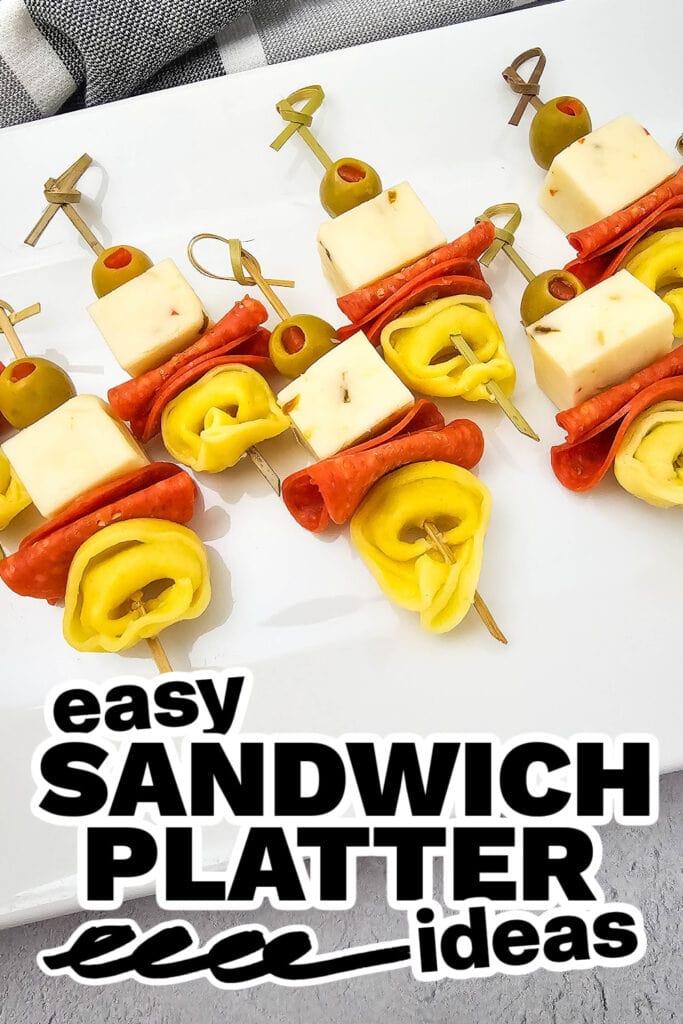 sandwich platter ideas - Cheesy Tortellini Skewers with Olives & Pepperoni