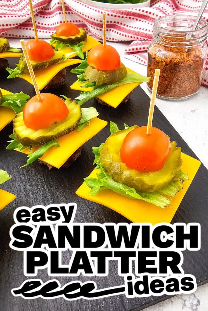 sandwich platter ideas - Mini Cheeseburger Bites on Toothpicks