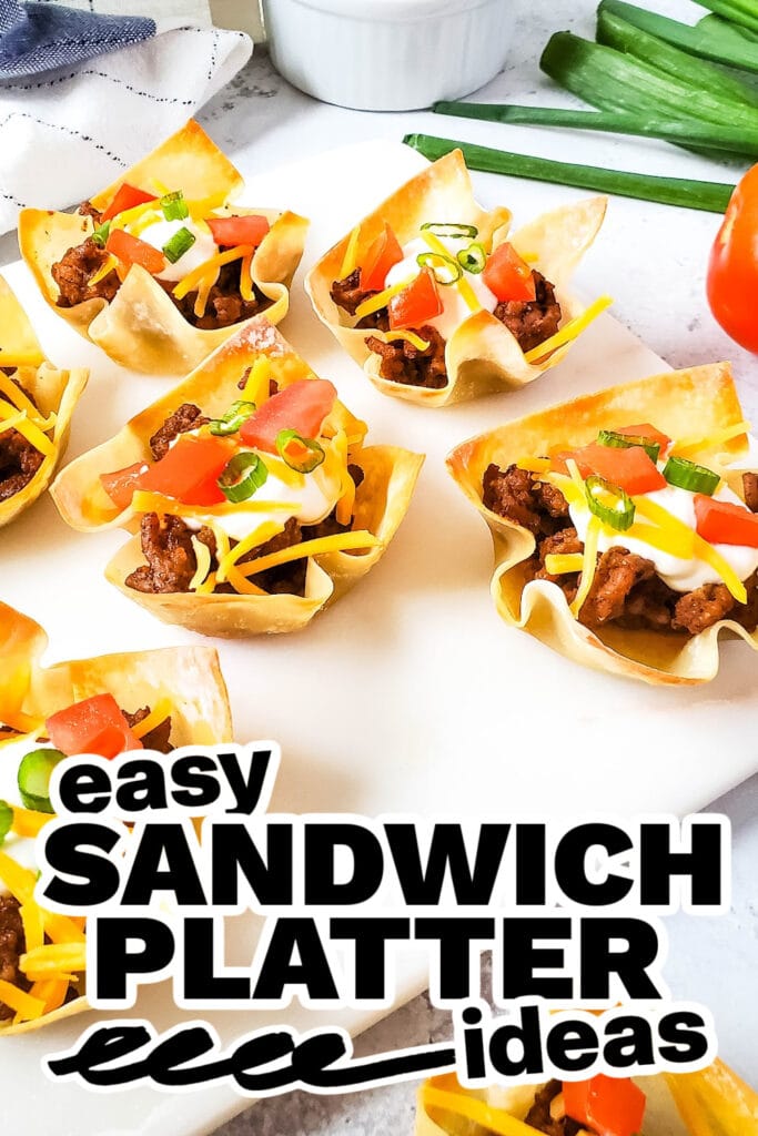 sandwich platter ideas - Taco Wonton Cups