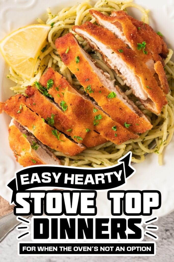 stove top dinners - Crispy Lemon Garlic Chicken Spaghetti
