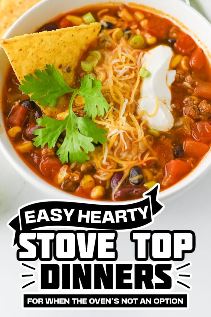 stove top dinners - One-Pot Beef Taco Soup with Beans