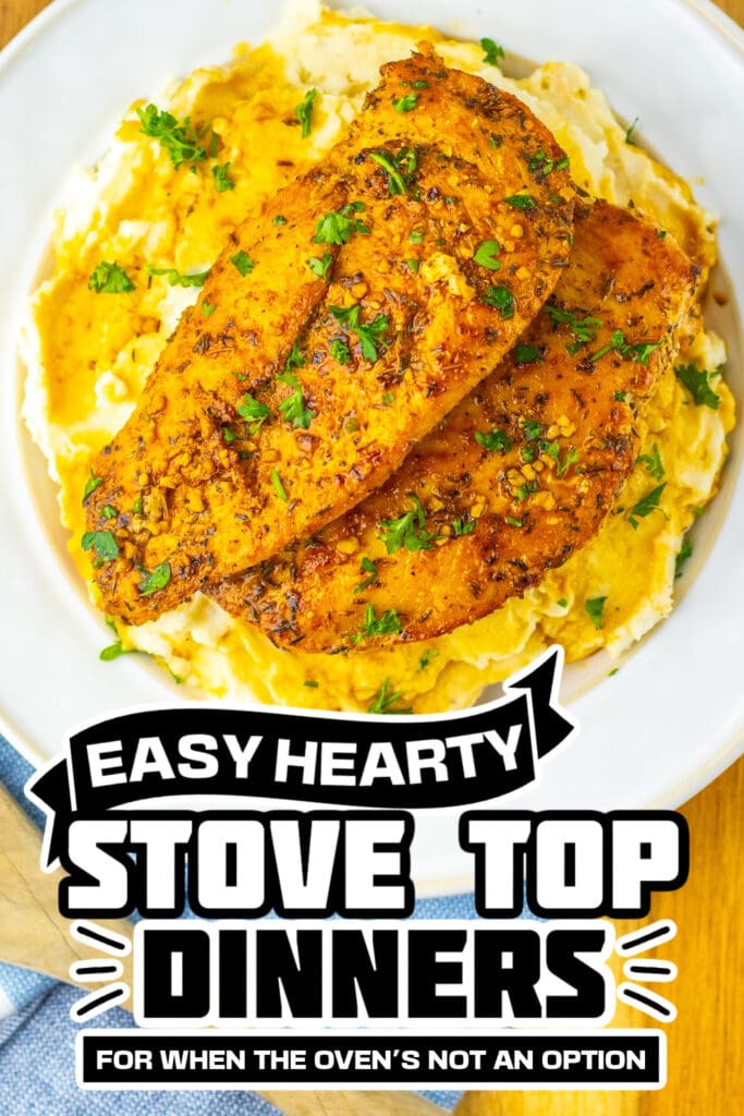 stove top dinners - Saucy Garlic Herb Chicken Skillet