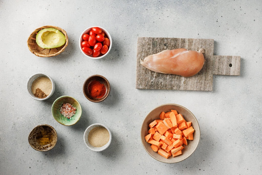 Blackened Chicken and Sweet Potato Bowl Process Ingredients