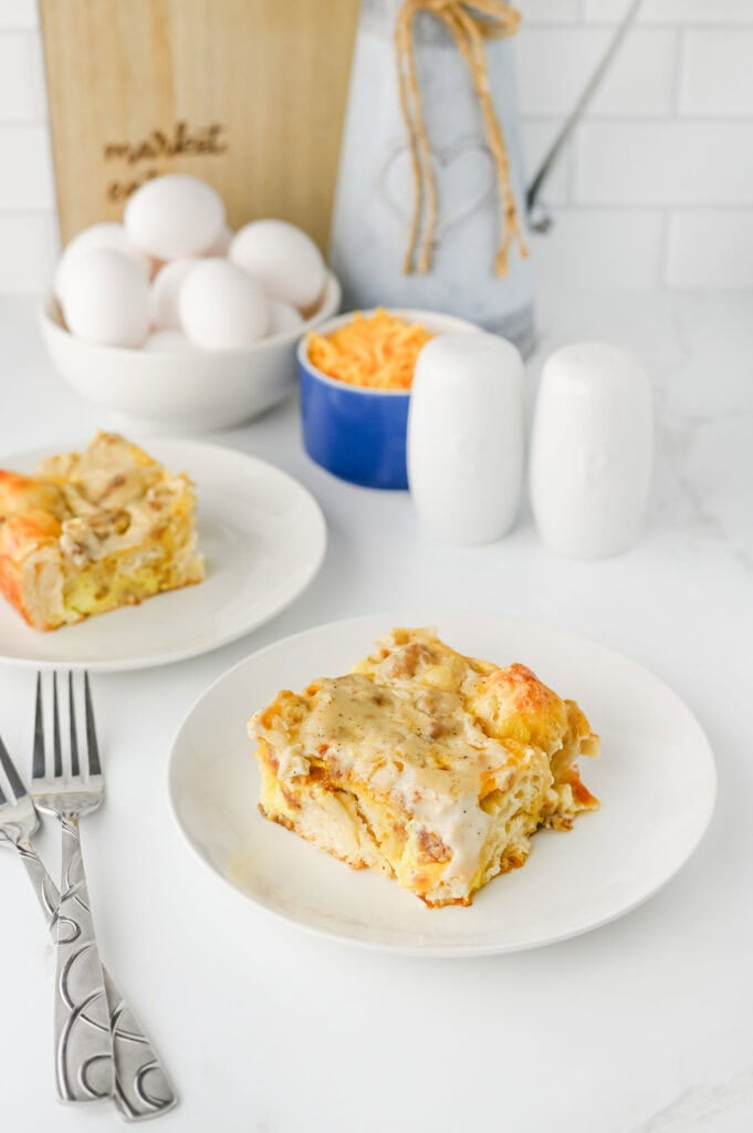 Sausage and Gravy Biscuit Casserole Process Photo
