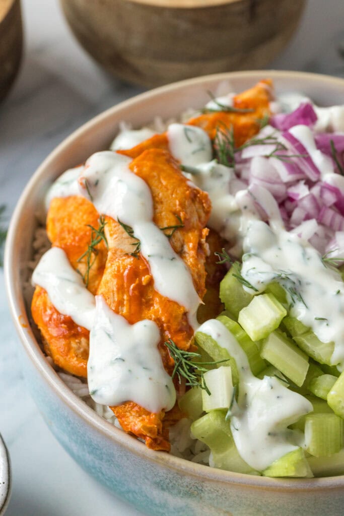 Buffalo Chicken Bowl Process Photo