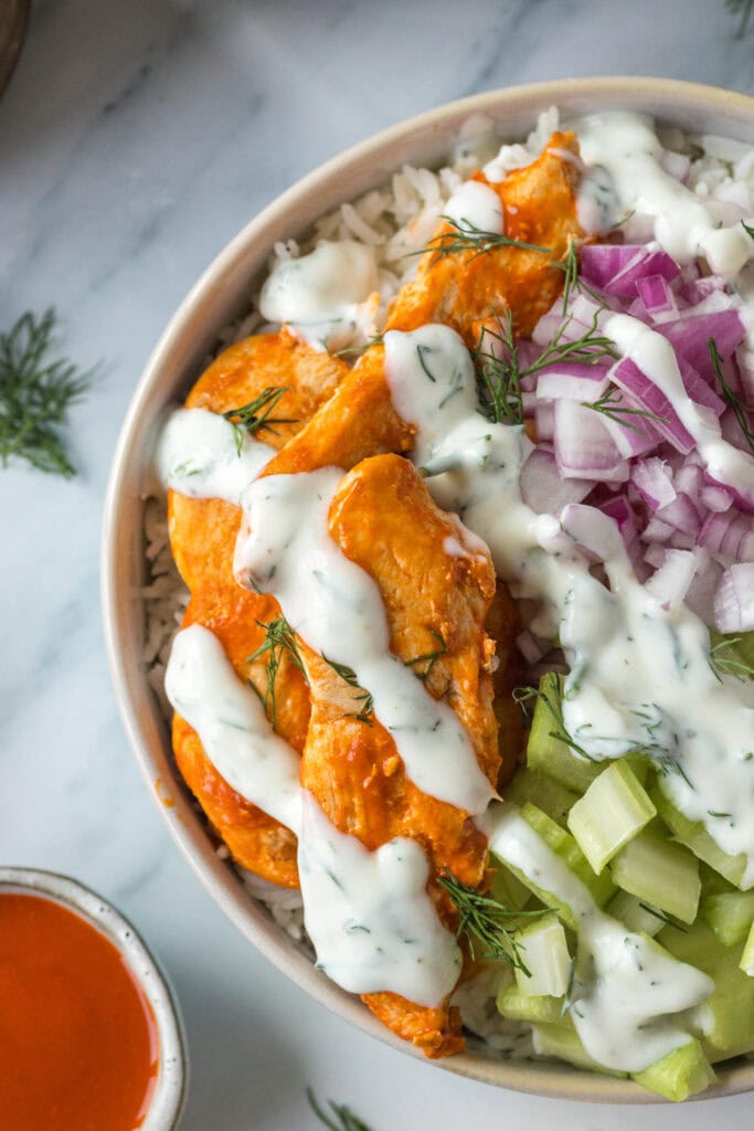 Buffalo Chicken Bowl Process Photo