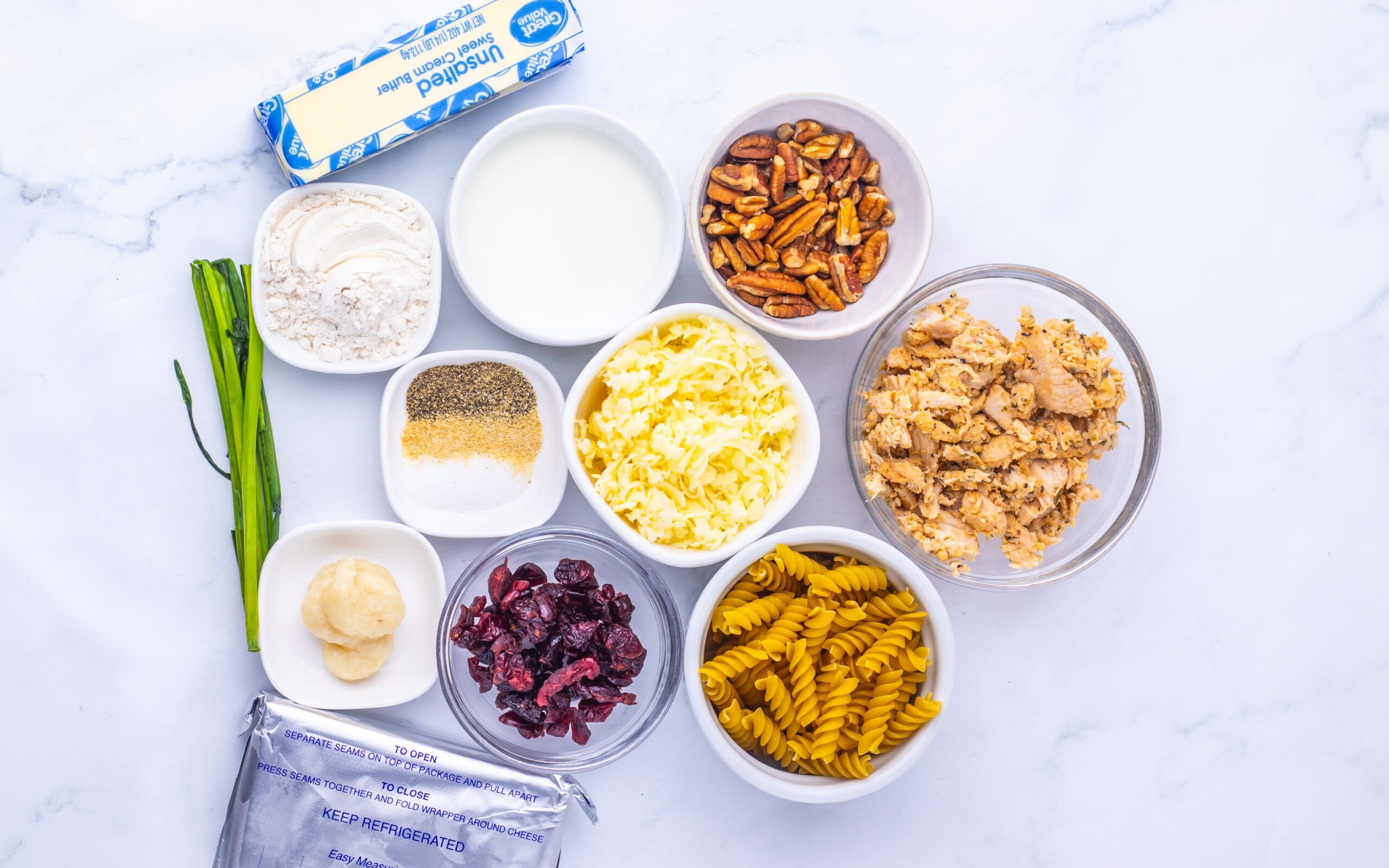 Cranberry White Cheddar Chicken Pasta Process Ingredients