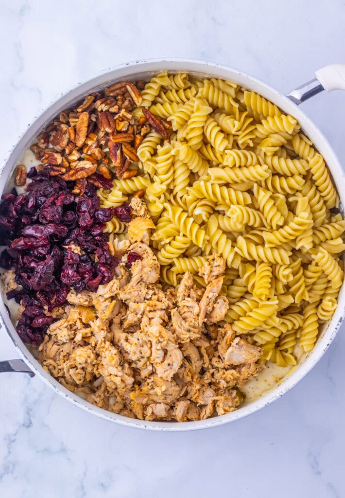 Cranberry White Cheddar Chicken Pasta Process Photo