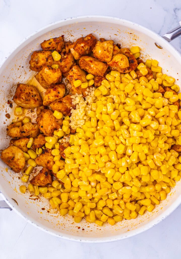 Creamy Cajun Corn Chicken Pasta Process Photo