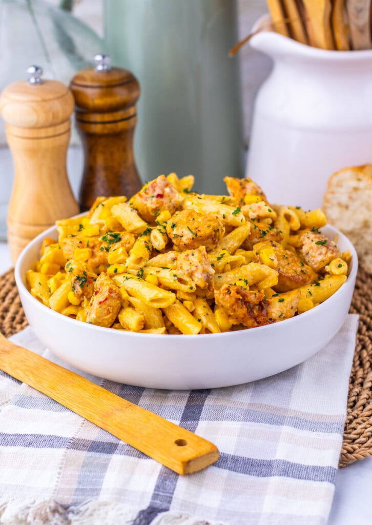 Creamy Cajun Corn Chicken Pasta
