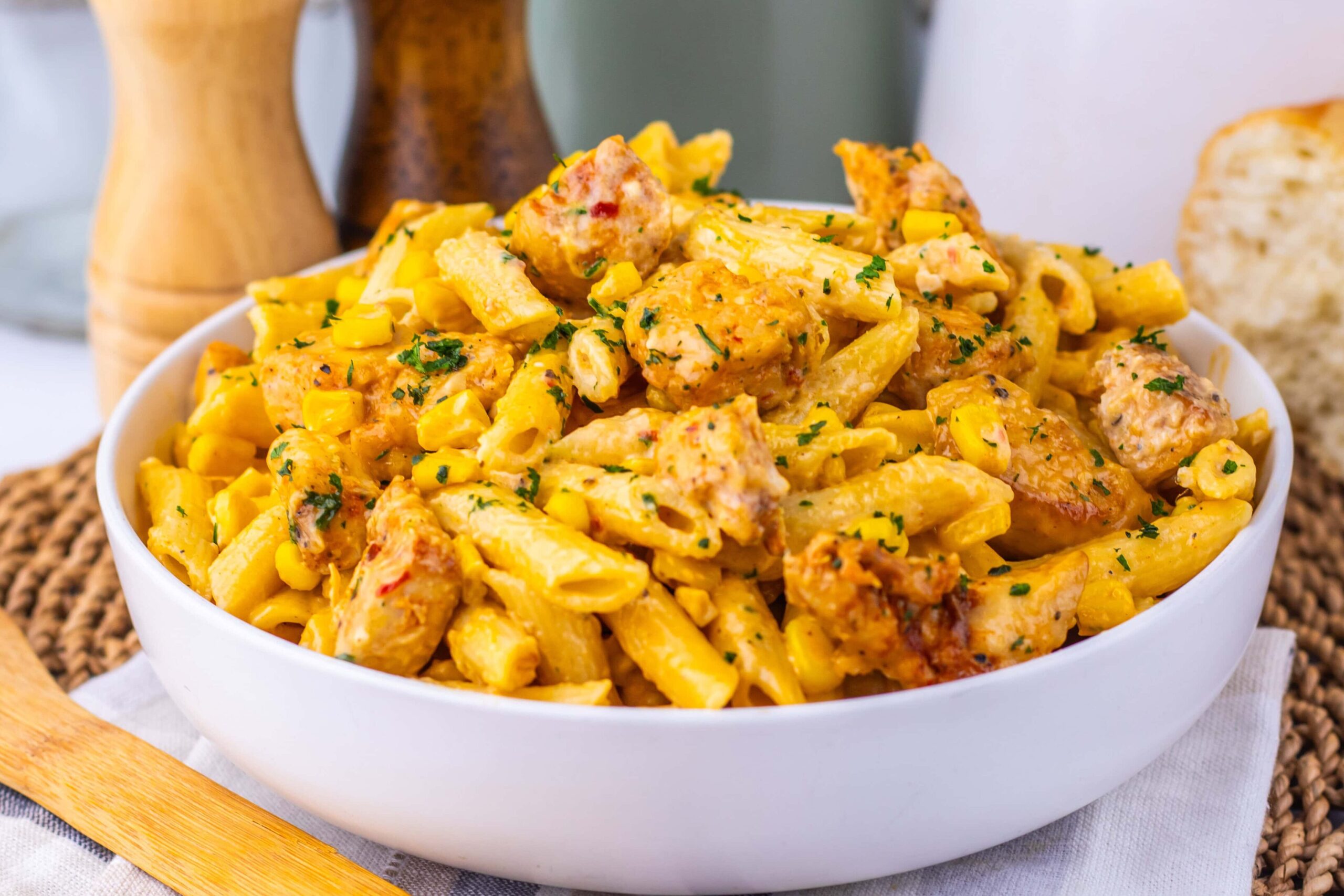 Creamy Cajun Corn Chicken Pasta