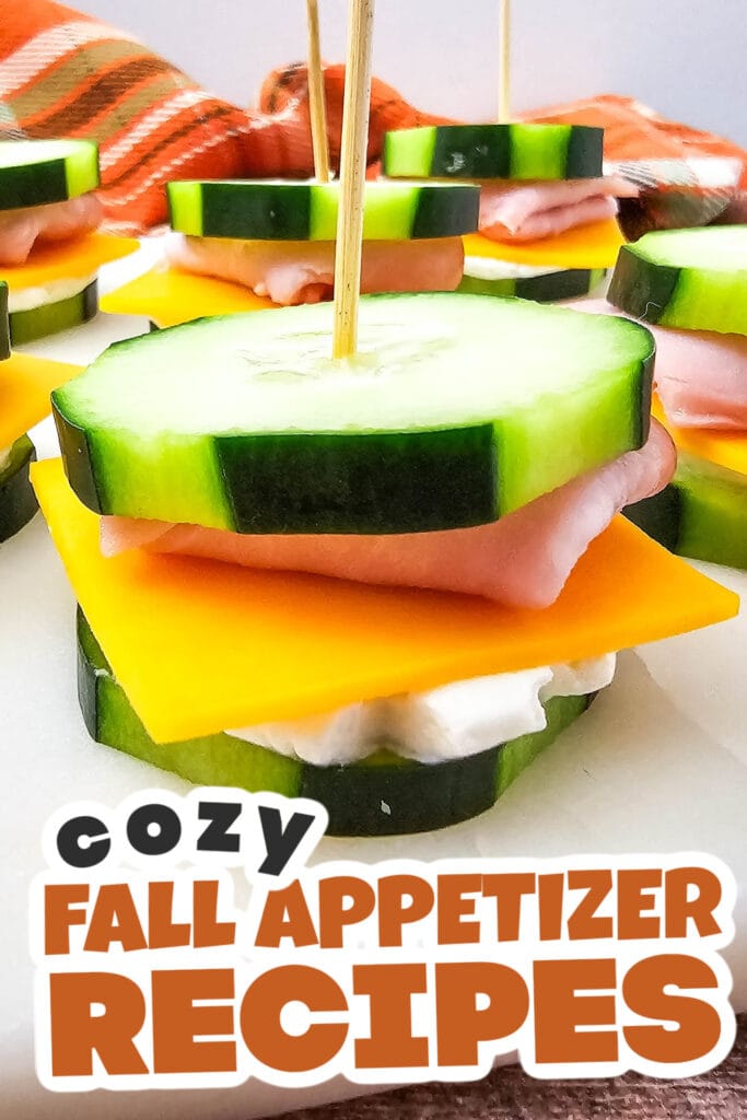 Fall Appetizers-Ham & Cheese Cucumber Sandwich Bites
