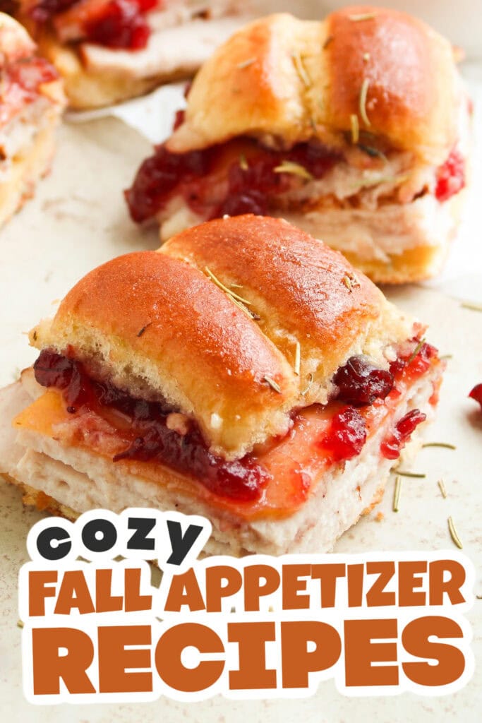 Fall Appetizers-Savory-Leftover Turkey Sliders with Cranberry and Gouda Cheese