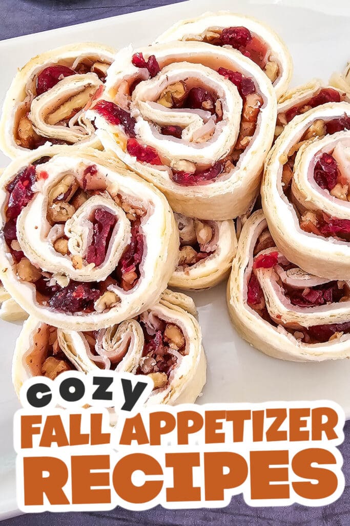Fall Appetizers-Turkey Cranberry Pinwheels with a Pecan Crunch