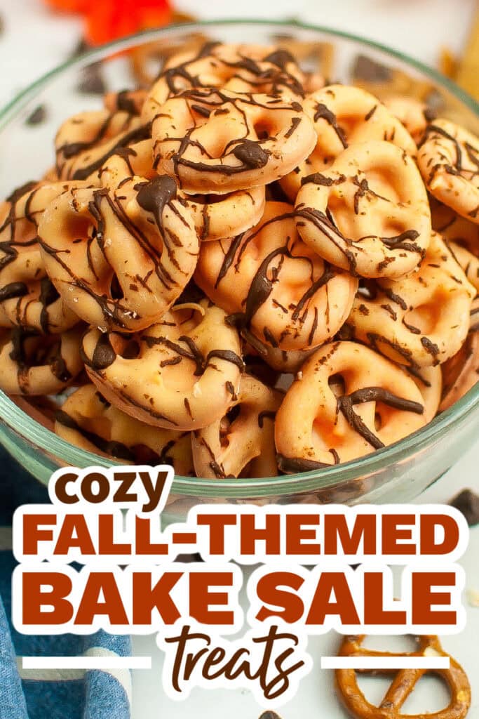 Fall Bake Sale Treats-Pumpkin Spice Chocolate Dipped Pretzels