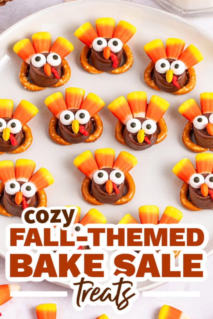 Fall Bake Sale Treats-Rolo Pretzel Turkeys