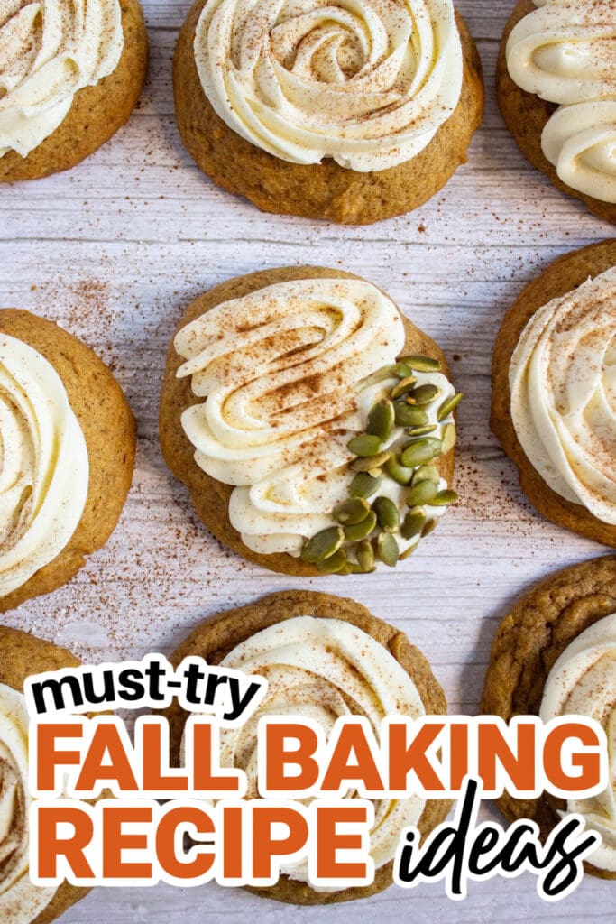Fall Baking Recipes-Pumpkin Cookies with Cream Cheese Frosting
