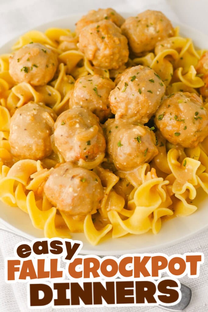 Fall Crockpot Dinner Ideas-Slow Cooker Creamy Swedish Meatballs