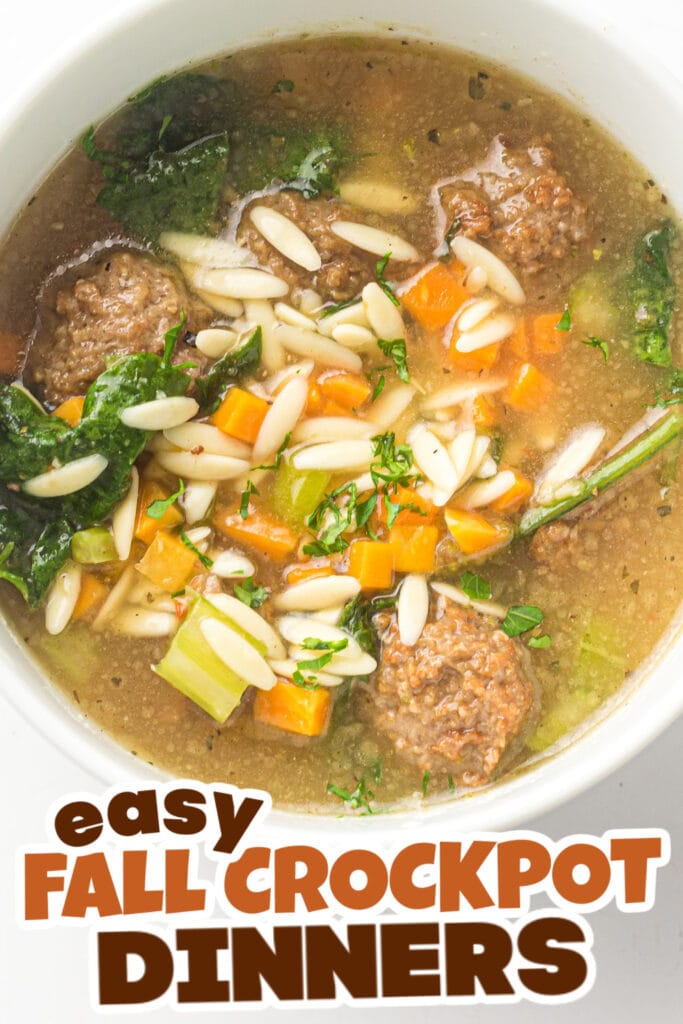 Fall Crockpot Dinner Ideas-Slow Cooker Italian Wedding Soup