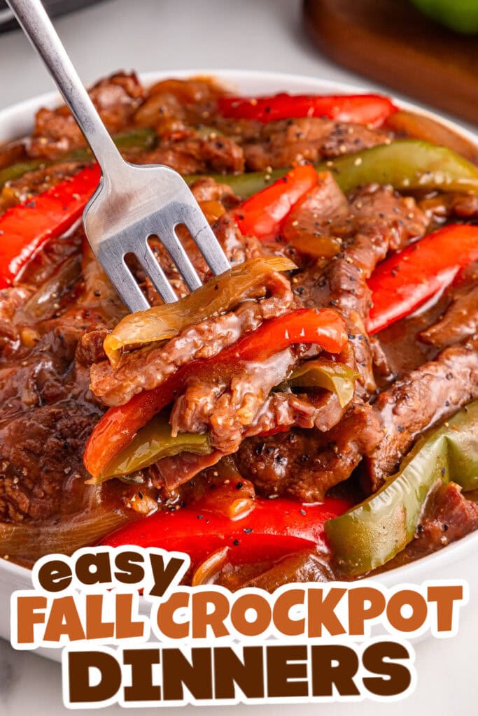 Fall Crockpot Dinner Ideas-Slow Cooker Pepper Steak