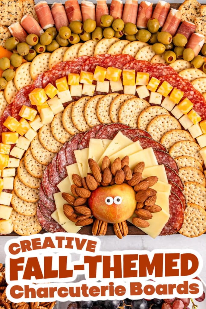 Fall Themed Charcuterie Boards-10-Minute Turkey Snack Board