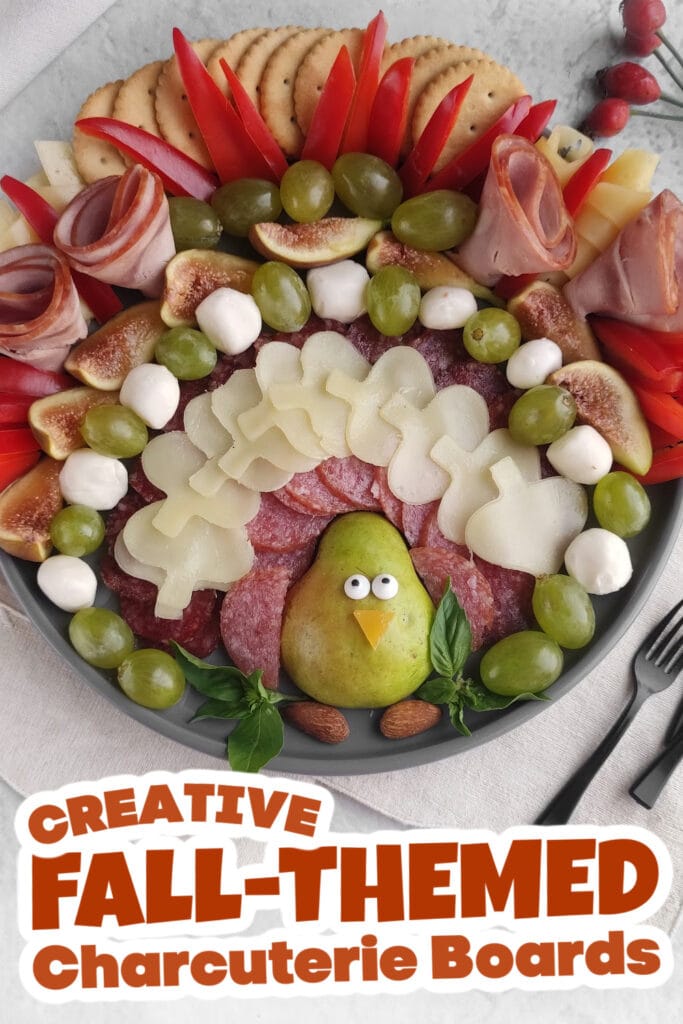 Fall Themed Charcuterie Boards-Thanksgiving Turkey Charcuterie Board