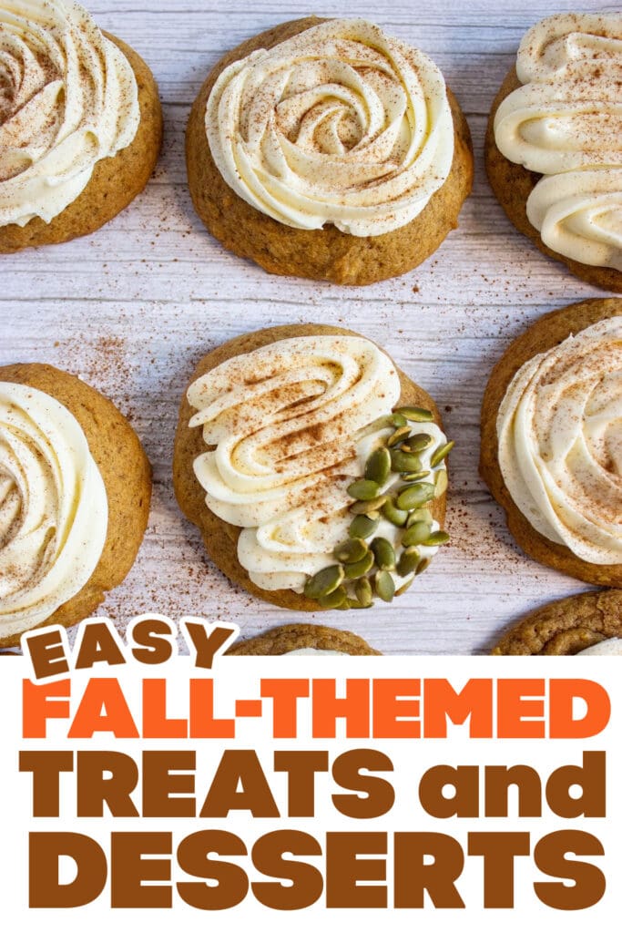 Fall Treats and Desserts-Soft Pumpkin Cookies with Cream Cheese Frosting