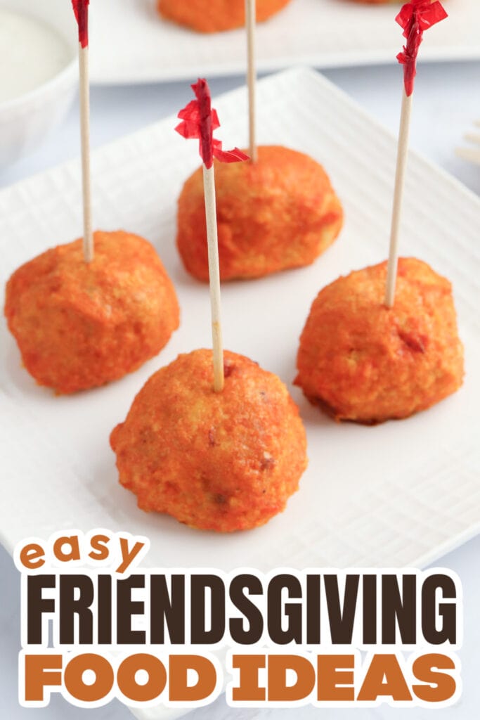 Friendsgiving Food Ideas-Baked Buffalo Chicken Meatballs